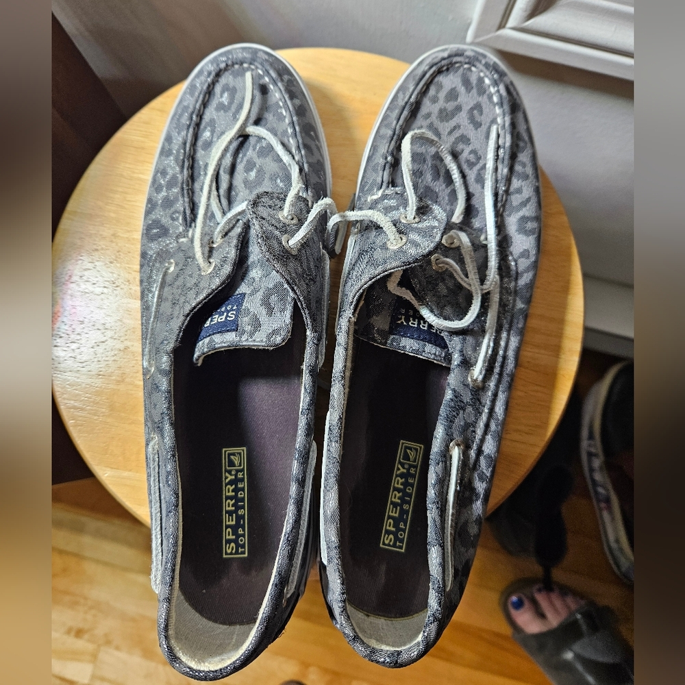 Sperry metalic animal print boat shoes. 12